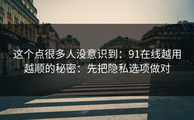 这个点很多人没意识到：91在线越用越顺的秘密：先把隐私选项做对